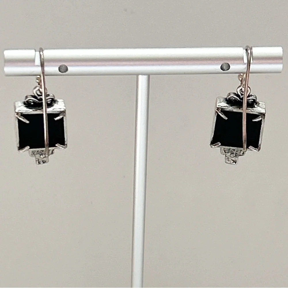 Onyx Apatite Sterling Silver Earrings - Picture 11 of 11